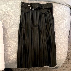 Express Leather Belted Midi Skirt